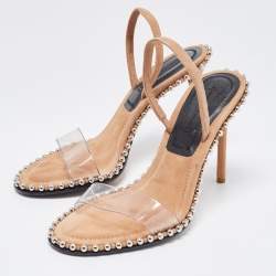 Alexander Wang Beige Suede and PVC Nova Slingback Sandals Size 36