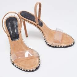 Alexander Wang Beige Suede and PVC Nova Slingback Sandals Size 36