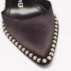 Alexander Wang Black Satin Rina Crystal Embellished Slingback Pumps Size 37