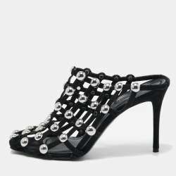 Alexander Wang Black Suede Studded Sadie Mules Size 40