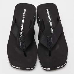 Pre Owned Alexander Wang Black Rubber Logo Flip Flops Size 37