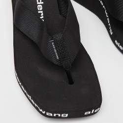 Pre Owned Alexander Wang Black Rubber Logo Flip Flops Size 37