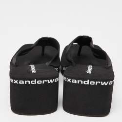 Pre Owned Alexander Wang Black Rubber Logo Flip Flops Size 37