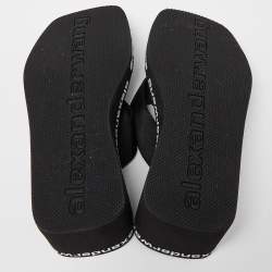 Pre Owned Alexander Wang Black Rubber Logo Flip Flops Size 37