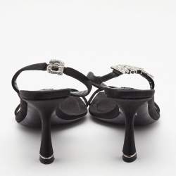 Alexander Wang Black Satin Ivy Slingback Sandals Size 35