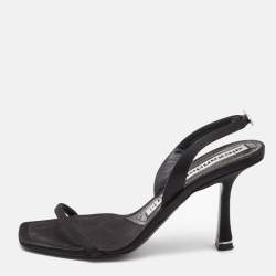 Alexander Wang Black Satin Ivy Slingback Sandals Size 35