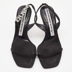 Alexander Wang Black Satin Ivy Slingback Sandals Size 35
