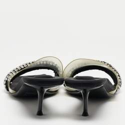 Alexander Wang Black Crystal Embellished Fabric and PVC Jessie Slide Sandals Size 39.5