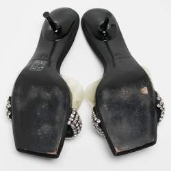 Alexander Wang Black Crystal Embellished Fabric and PVC Jessie Slide Sandals Size 39.5