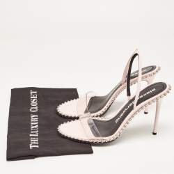 Alexander Wang Light Pink/Black Leather and PVC Studded Nova Sandals Size 41