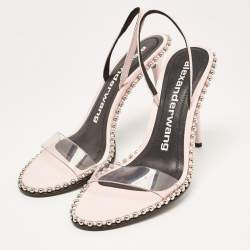 Alexander Wang Light Pink/Black Leather and PVC Studded Nova Sandals Size 41