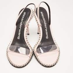 Alexander Wang Light Pink/Black Leather and PVC Studded Nova Sandals Size 41