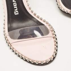 Alexander Wang Light Pink/Black Leather and PVC Studded Nova Sandals Size 41