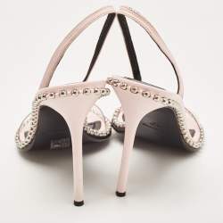 Alexander Wang Light Pink/Black Leather and PVC Studded Nova Sandals Size 41