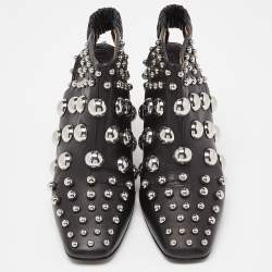 Alexander Wang Black Leather Studded Ellery Booties Size 41