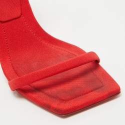 Alexander Wang Red Canvas Crystal Embellished Ankle Wrap Sandals Size 37