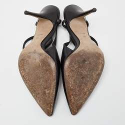 مملوكة مسبقًا Alexander Wang Black Leather Slingback Ankle Strap Pumps Size 38