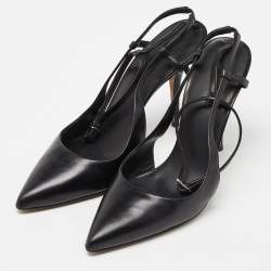 مملوكة مسبقًا Alexander Wang Black Leather Slingback Ankle Strap Pumps Size 38