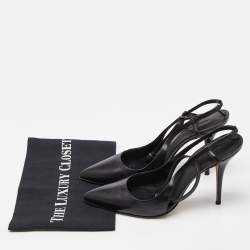 مملوكة مسبقًا Alexander Wang Black Leather Slingback Ankle Strap Pumps Size 38