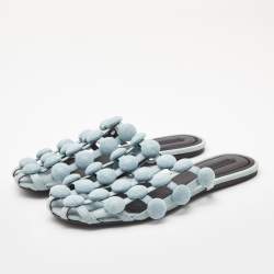 Alexander Wang Grey Denim Fabric Amelia Cutout Flat Mules Size 38