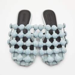 Alexander Wang Grey Denim Fabric Amelia Cutout Flat Mules Size 38