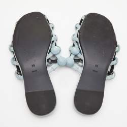Alexander Wang Grey Denim Fabric Amelia Cutout Flat Mules Size 38