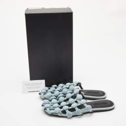 Alexander Wang Grey Denim Fabric Amelia Cutout Flat Mules Size 38