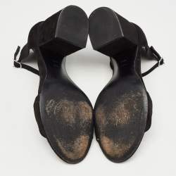 Alexander Wang Black Suede Abby Ankle Strap Sandals Size 40.5