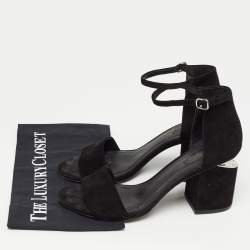 Alexander Wang Black Suede Abby Ankle Strap Sandals Size 40.5