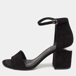 Alexander Wang Black Suede Abby Ankle Strap Sandals Size 40.5