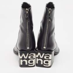 Alexander Wang Black Leather Ankle Boots Size 41