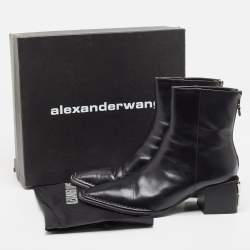 Alexander Wang Black Leather Ankle Boots Size 41
