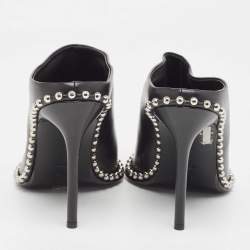 Pre Owned Alexander Wang Black Leather Eri Studded Mules Size 37.5