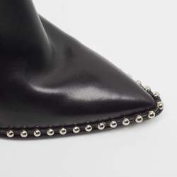 Pre Owned Alexander Wang Black Leather Eri Studded Mules Size 37.5