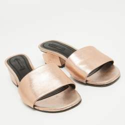 Alexander Wang Rose Gold Leather Lou Slide Sandals Size 36
