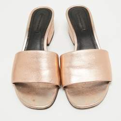 Alexander Wang Rose Gold Leather Lou Slide Sandals Size 36