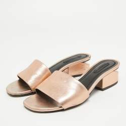 Alexander Wang Rose Gold Leather Lou Slide Sandals Size 36