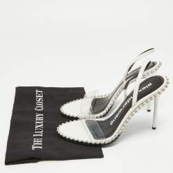 Pre Owned Alexander Wang White Leather and PVC Nova Slingback Sandals Size 38