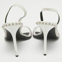 Pre Owned Alexander Wang White Leather and PVC Nova Slingback Sandals Size 38