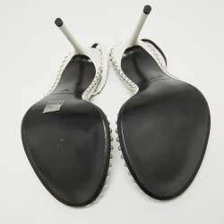 Pre Owned Alexander Wang White Leather and PVC Nova Slingback Sandals Size 38