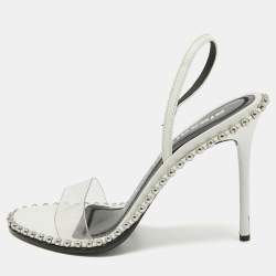 Pre Owned Alexander Wang White Leather and PVC Nova Slingback Sandals Size 38