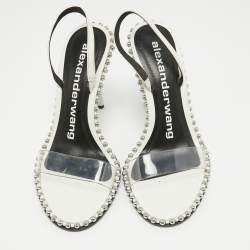 Pre Owned Alexander Wang White Leather and PVC Nova Slingback Sandals Size 38