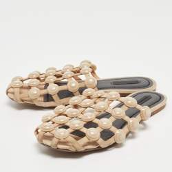Alexander Wang Beige Leather Amelia Flat Mules Size 38.5