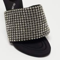 Alexander Wang Black Neoprene Crystal Embellished Slide Sandals Size 38