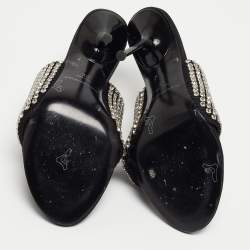 Alexander Wang Black Neoprene Crystal Embellished Slide Sandals Size 38
