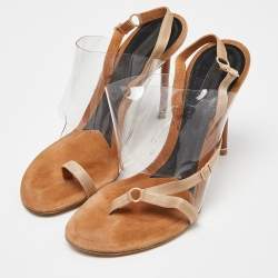 Alexander Wang Beige/Transparent Suede and PVC Thong Slingback Sandals Size 39