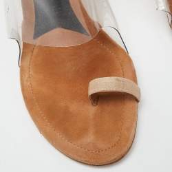 Alexander Wang Beige/Transparent Suede and PVC Thong Slingback Sandals Size 39