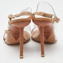 Alexander Wang Beige/Transparent Suede and PVC Thong Slingback Sandals Size 39
