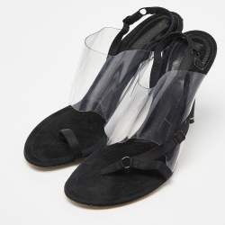 Alexander Wang Black PVC and Suede Marlow Transparent Slingback Sandals Size 39