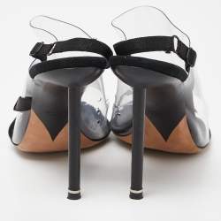 Alexander Wang Black PVC and Suede Marlow Transparent Slingback Sandals Size 39